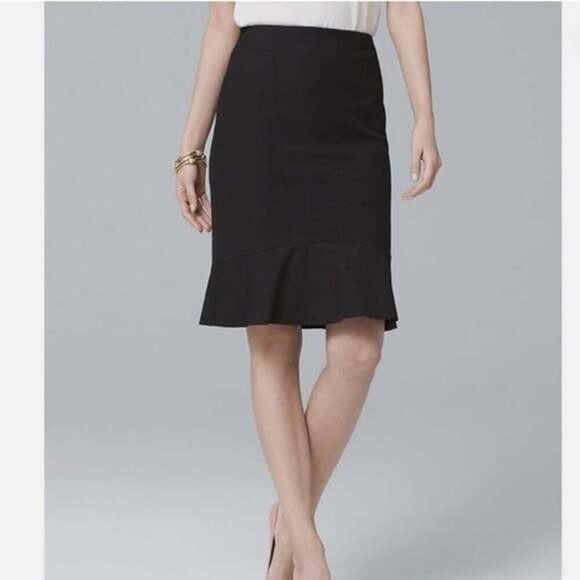 White House Black Market Dresses & Skirts - White House Black Market BP Flounce Hem Black Pencil Skirt NEW Size 6